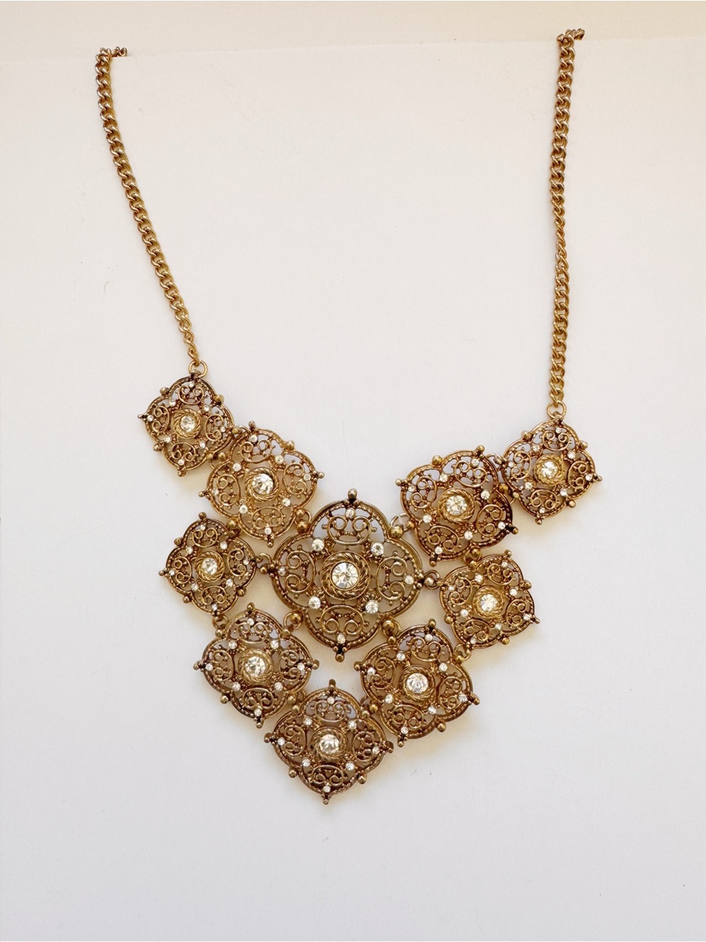 Gold Filigree Medallion Statement Necklace - Women's Jewelry